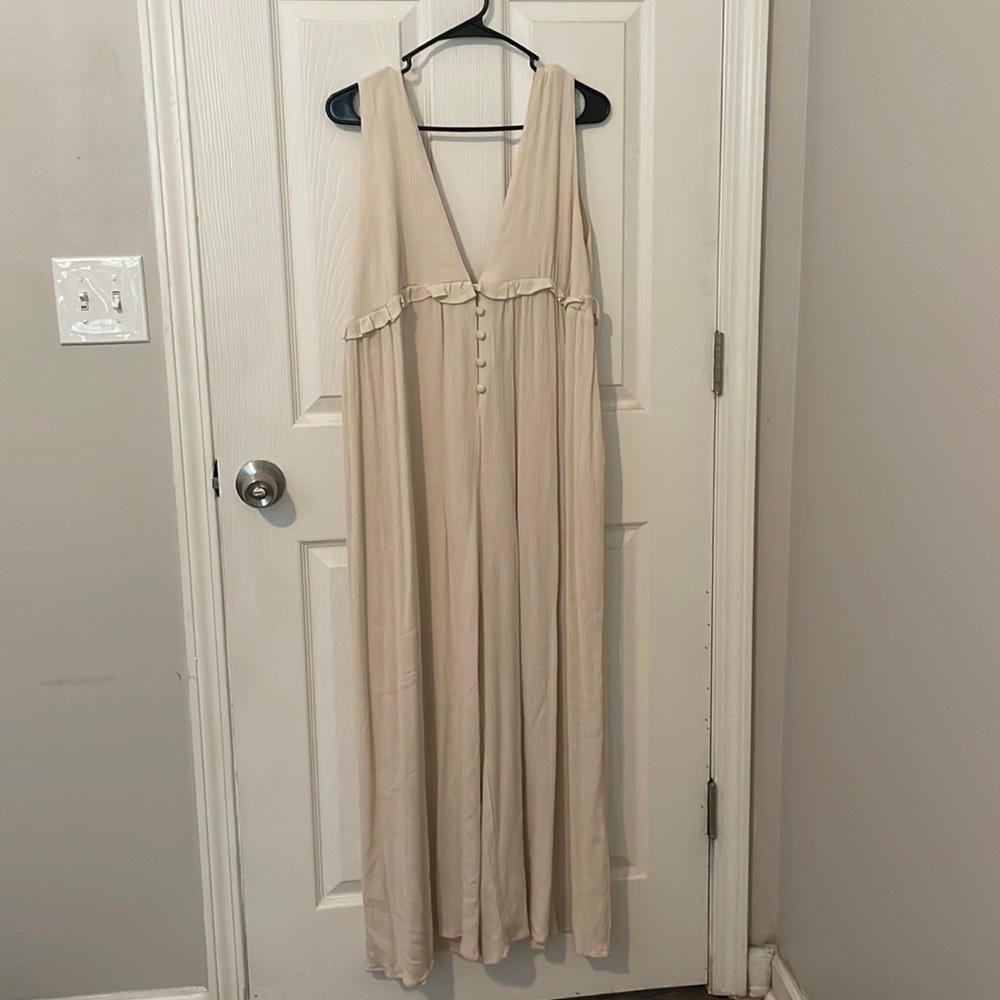 Cream colored flowy jumpsuit